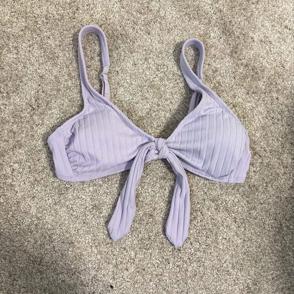 Xhilaration Lavender Ribbed Tie-Front Bikini Top